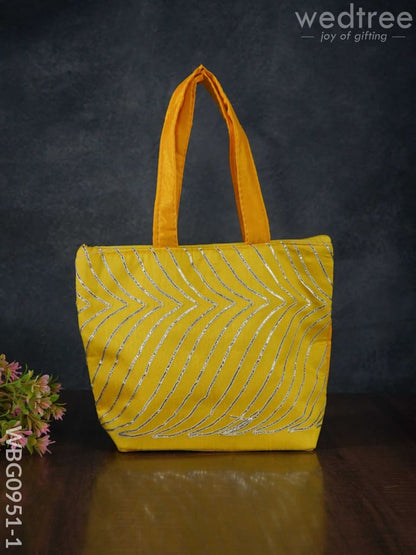 Golden Lace Work Hand Bag - (10x8)