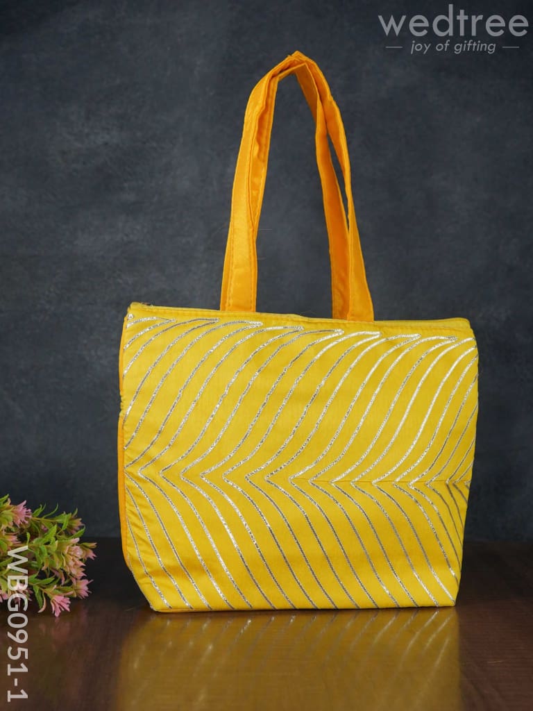 Golden Lace Work Hand Bag - (10x8)