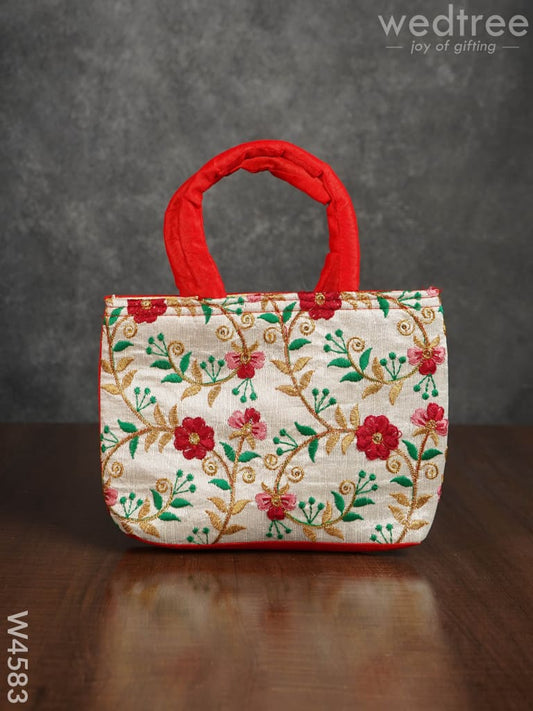 Hand Bag with Floral Embroidery