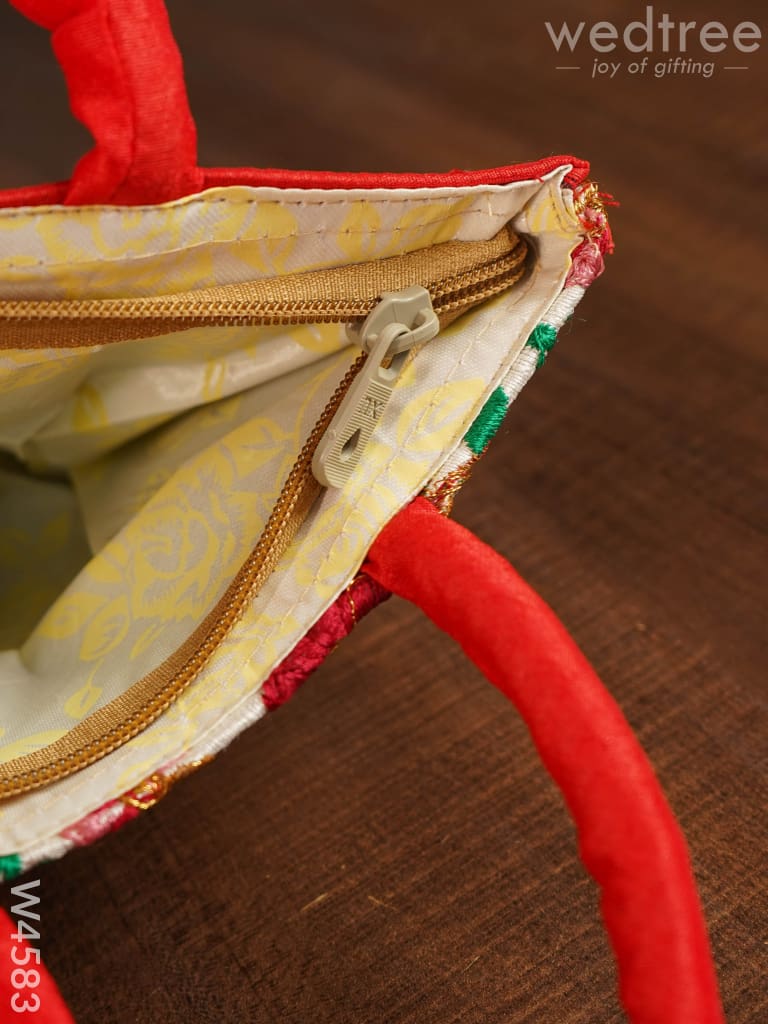 Hand Bag with Floral Embroidery