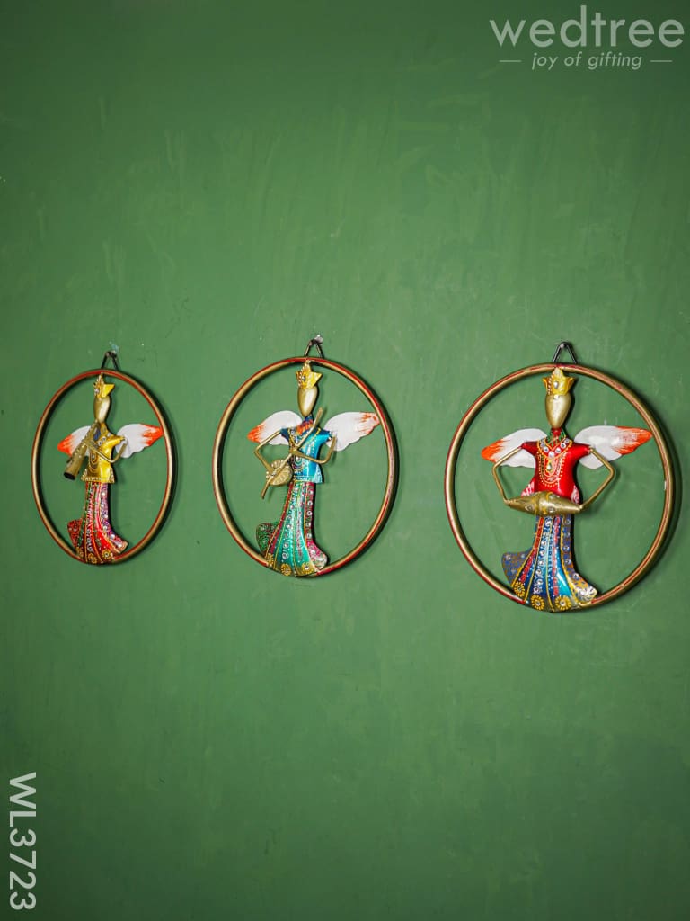 Hand painted Musical Angels wall hanging frame - Set of 3