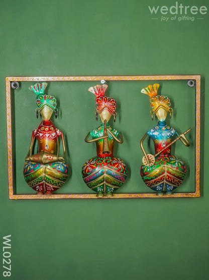 Hand Painted Wall Hanging Frame of Rajasthani Musicians - Set of 3