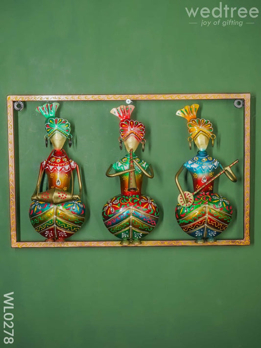 Hand Painted Wall Hanging Frame of Rajasthani Musicians - Set of 3