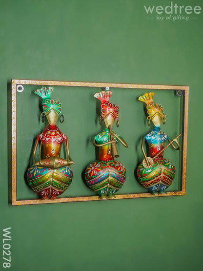 Hand Painted Wall Hanging Frame of Rajasthani Musicians - Set of 3