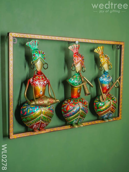 Hand Painted Wall Hanging Frame of Rajasthani Musicians - Set of 3