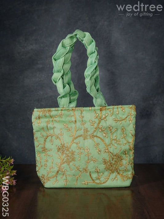 Handbag with  Golden Floral Embroidery