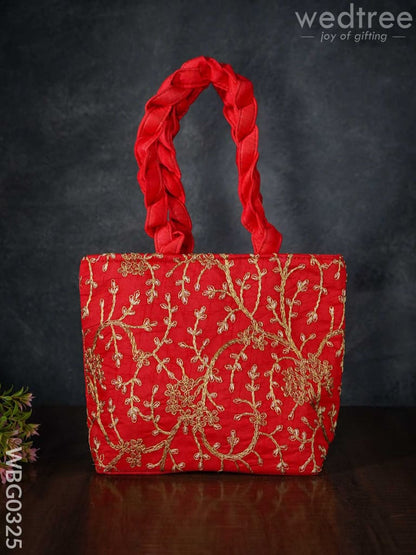 Handbag with  Golden Floral Embroidery