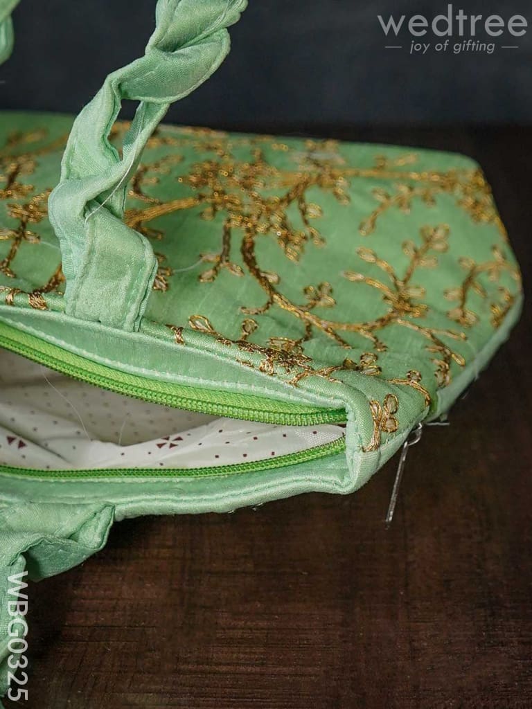 Handbag with  Golden Floral Embroidery