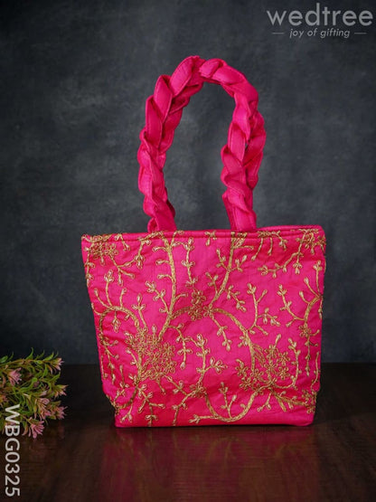 Handbag with  Golden Floral Embroidery