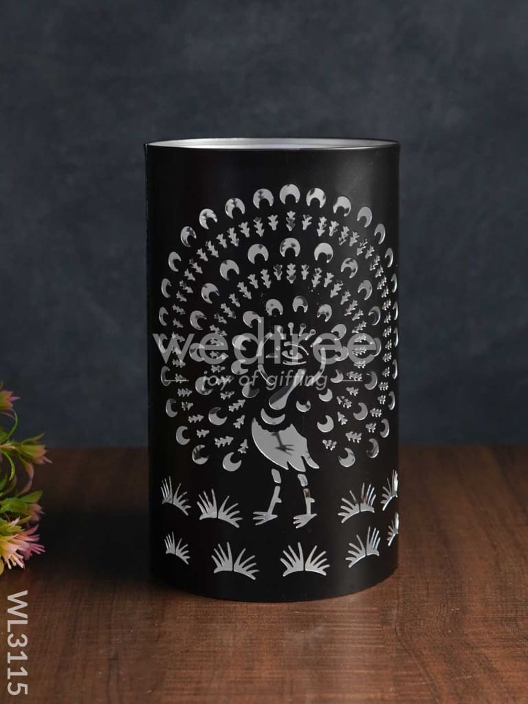 Handcrafted Votive with Peacock Design in Jhaali Pattern - Big