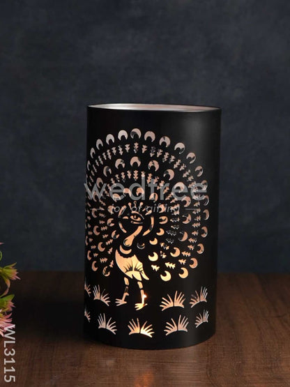 Handcrafted Votive with Peacock Design in Jhaali Pattern - Big