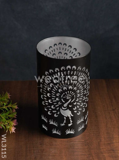 Handcrafted Votive with Peacock Design in Jhaali Pattern - Big