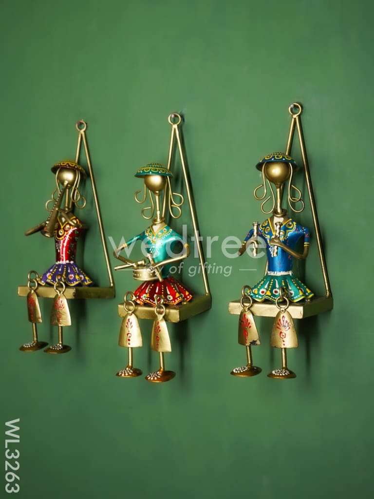 Handpainted Rajasthani Metal Musician Dolls - Set of 3