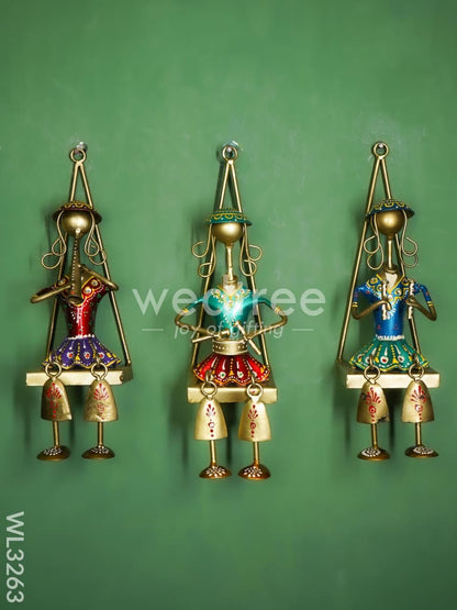 Handpainted Rajasthani Metal Musician Dolls - Set of 3