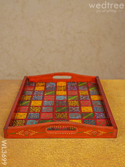 Handpainted Wooden Tray - Set of 2