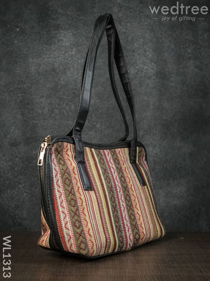 Jacquard Handbag with Astrid Striped Double Zipper