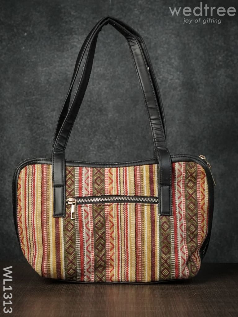 Jacquard Handbag with Astrid Striped Double Zipper