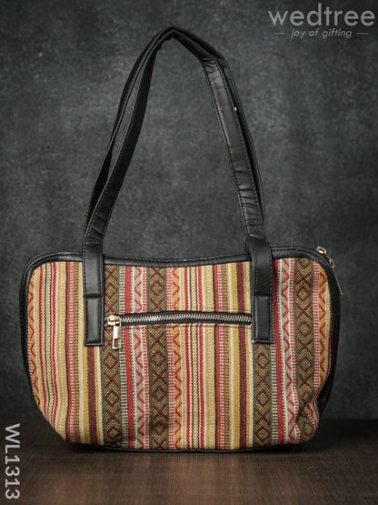 Jacquard Handbag with Astrid Striped Double Zipper