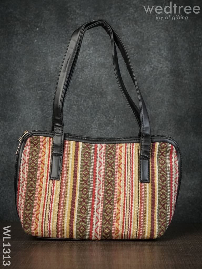 Jacquard Handbag with Astrid Striped Double Zipper