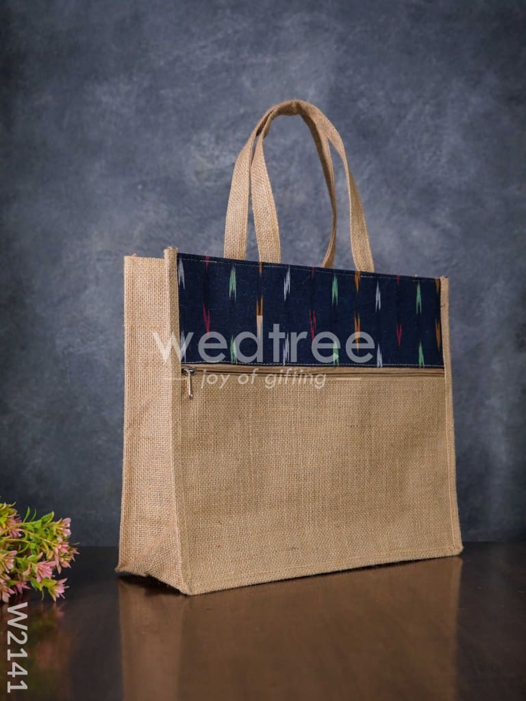 Jute Bag with Ikkat Fabric