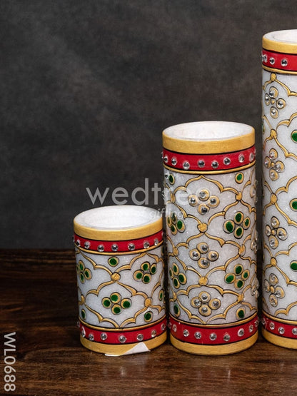 Marble hand painted candle holder set of 3