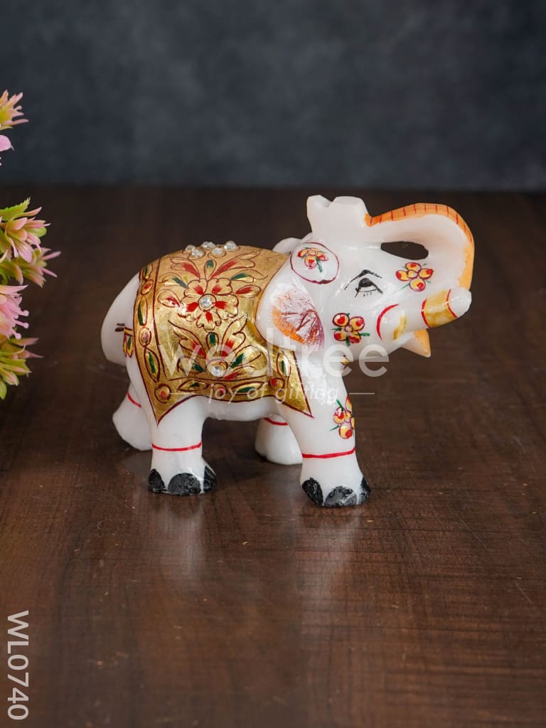 Marble hand painted elephant 6 inch