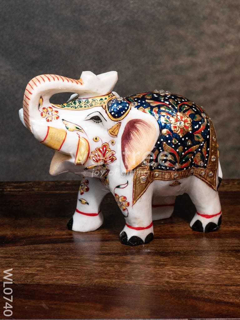 Marble hand painted elephant 6 inch