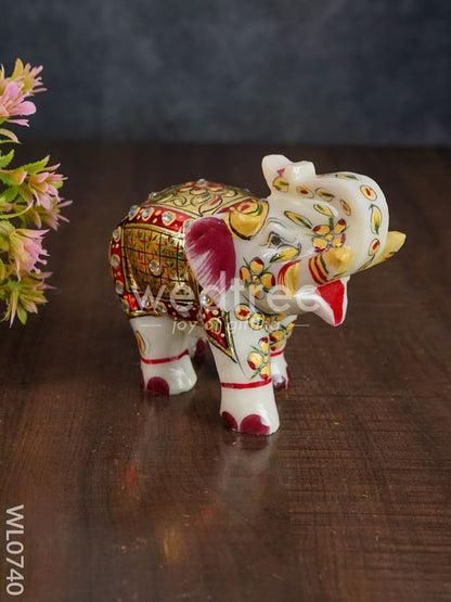 Marble hand painted elephant 6 inch