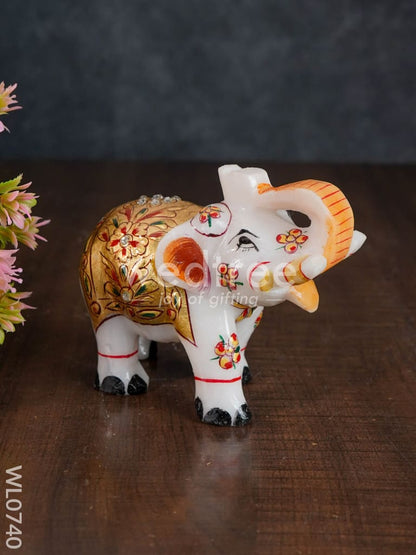 Marble hand painted elephant 6 inch