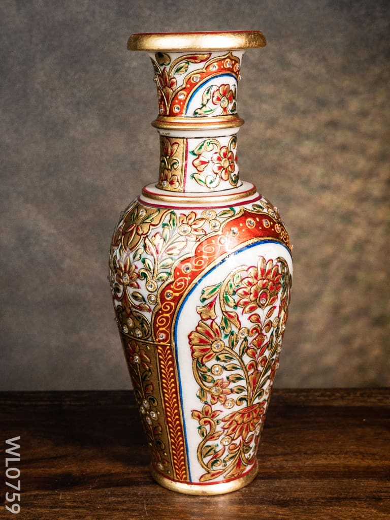 Marble hand painted flower vase 12 inch