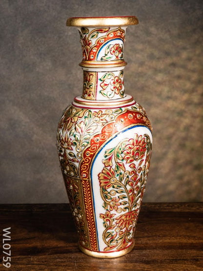 Marble hand painted flower vase 12 inch