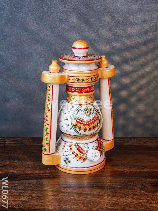 Marble hand painted jali lantern 8 inch