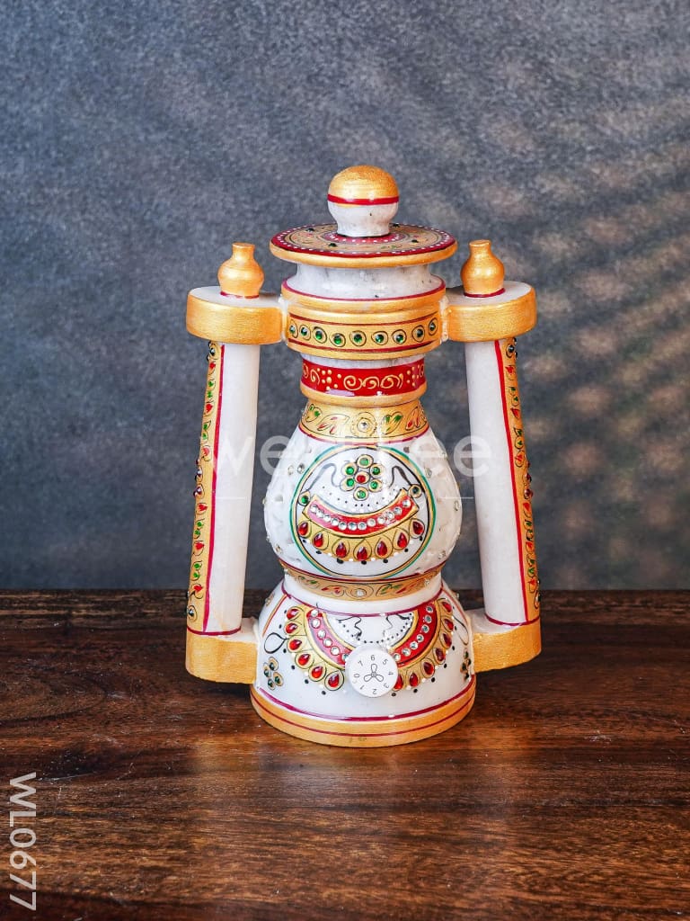 Marble hand painted jali lantern 8 inch