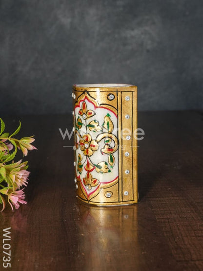 Marble hand painted jali type pen stand