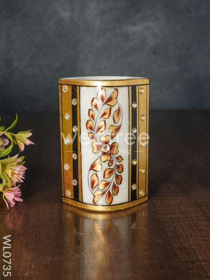 Marble hand painted jali type pen stand