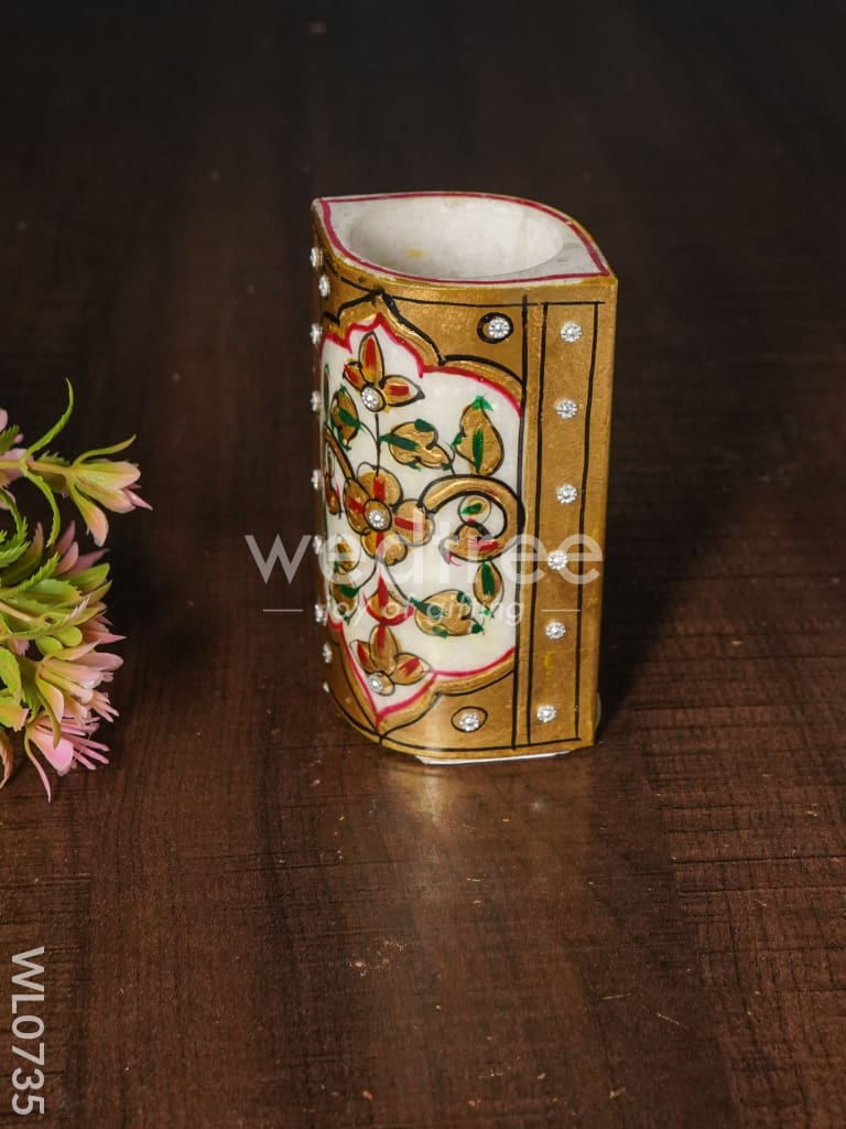 Marble hand painted jali type pen stand