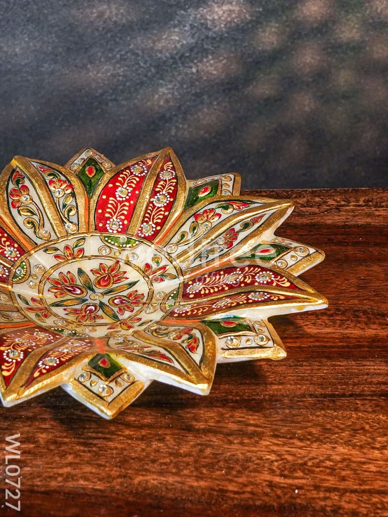 Marble hand painted lotus bowl