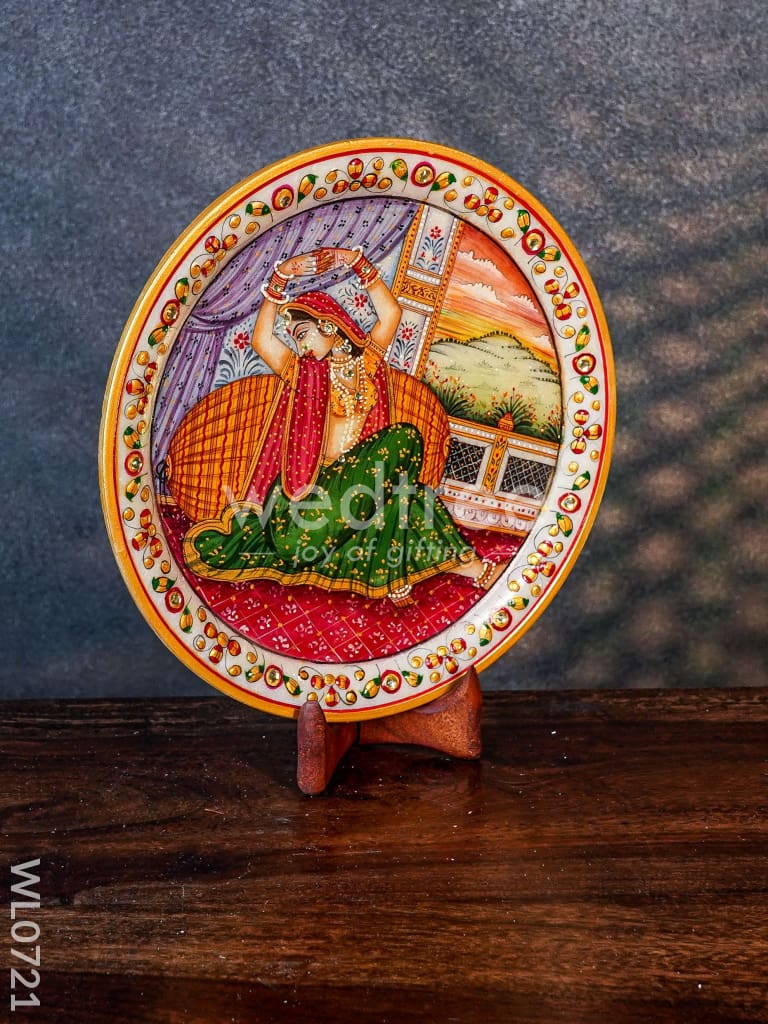 Marble hand painted plate 9 inch with stand