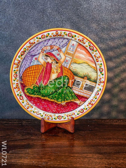 Marble hand painted plate 9 inch with stand