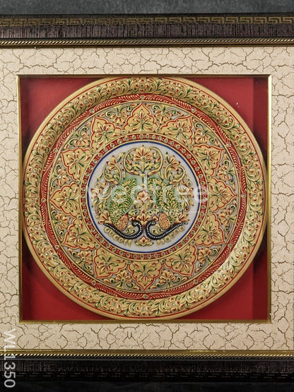 Marble Painted Round Floral Thali Frame : 12 Inches