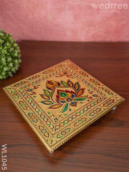 Meenakari Manai with Deepam Design - 12X12 Inches