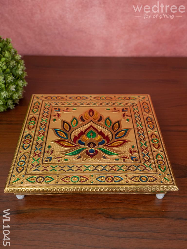 Meenakari Manai with Deepam Design - 12X12 Inches