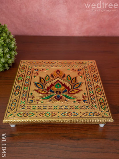 Meenakari Manai with Deepam Design - 12X12 Inches