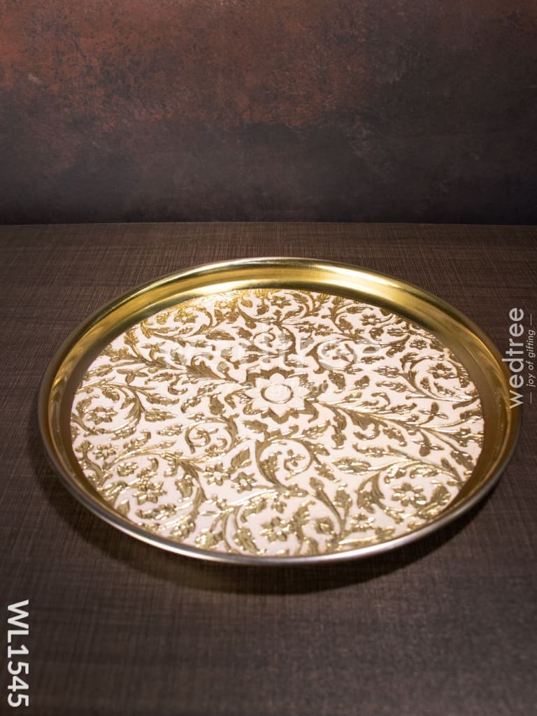 Meenakari plate with off white floral design -11Inches