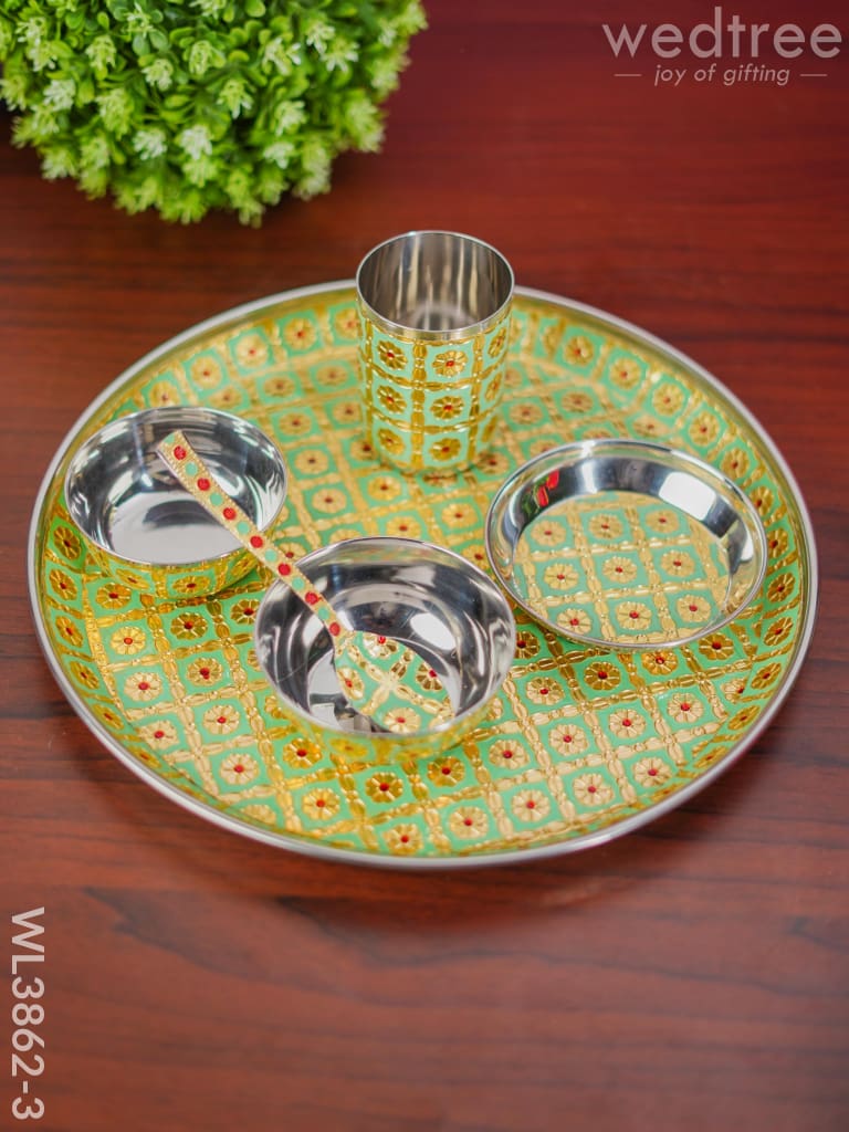 Meenakari Stainless Steel Thali Set