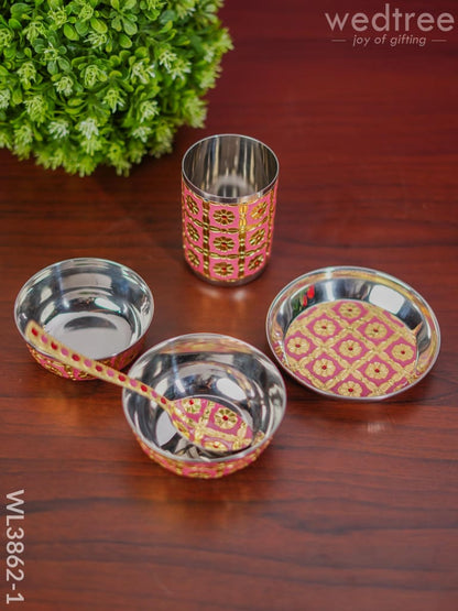 Meenakari Stainless Steel Thali Set