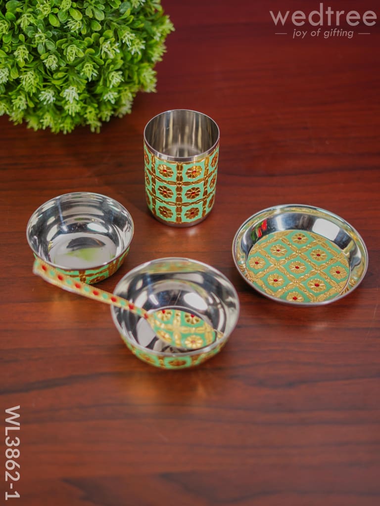 Meenakari Stainless Steel Thali Set