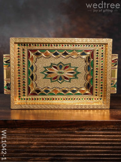 Meenakari Tray - 10X7 Inches - Floral Design