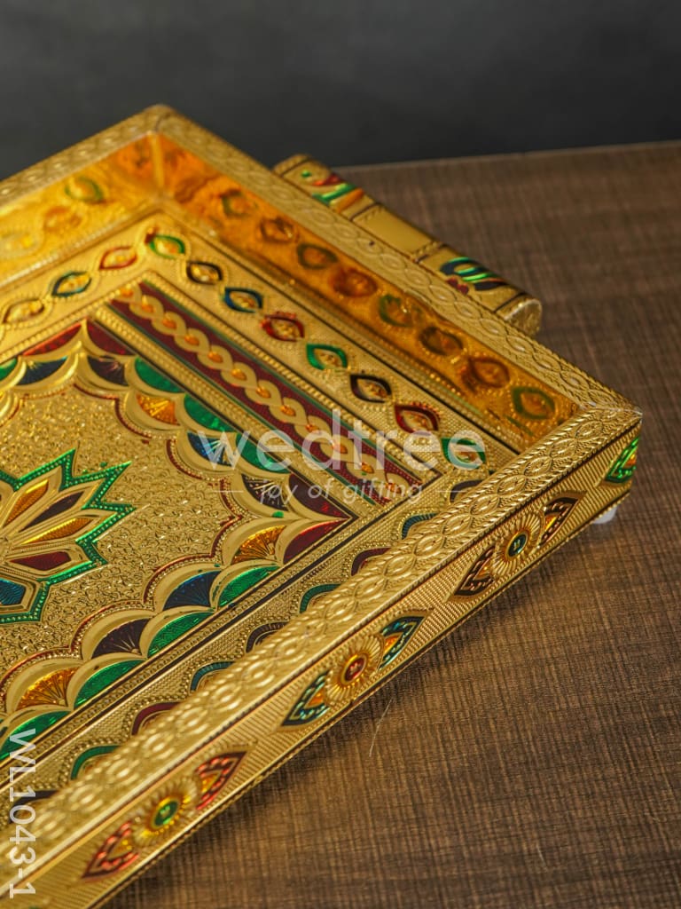 Meenakari Tray with Deepam Design - 12X8Inches