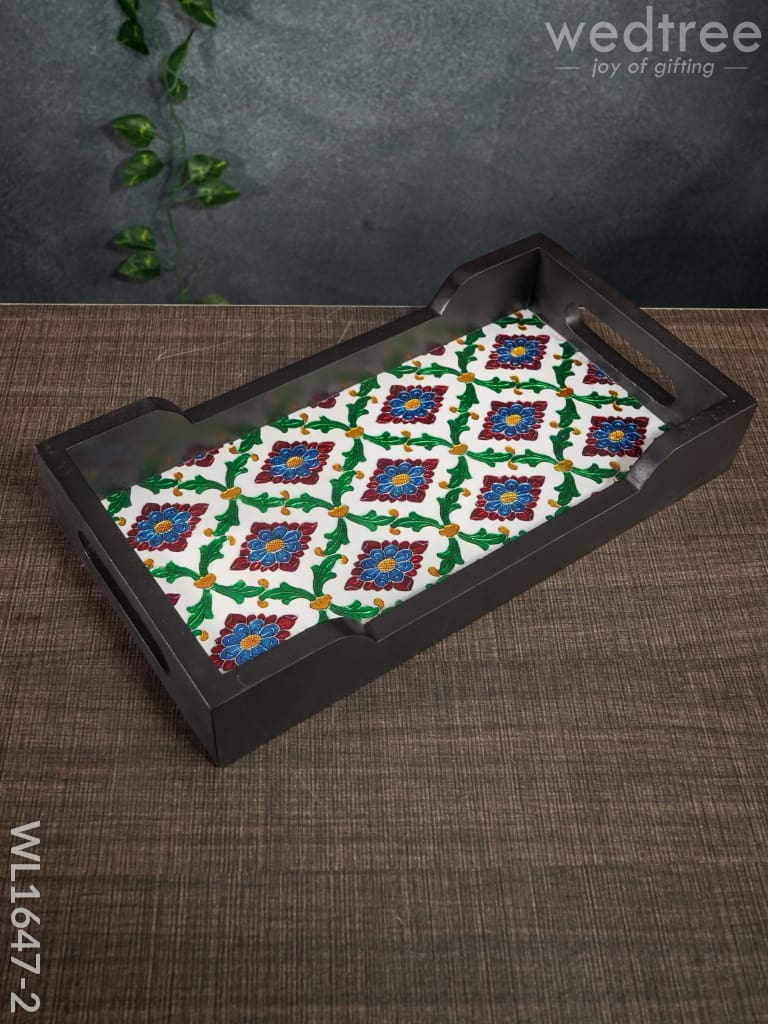 Meenakari Wooden - Rectange Tray (12x6)